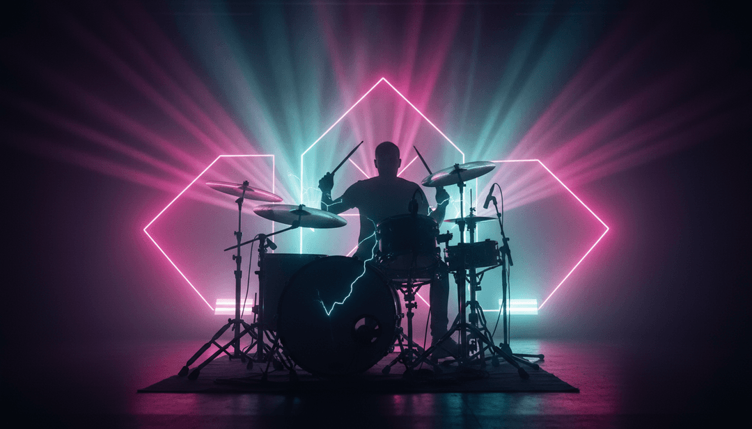 Uma poderosa banda de rock se apresentando em um vídeo musical visualmente deslumbrante, gerado por IA, com letras brilhantes de 'Volver a Sonar'.