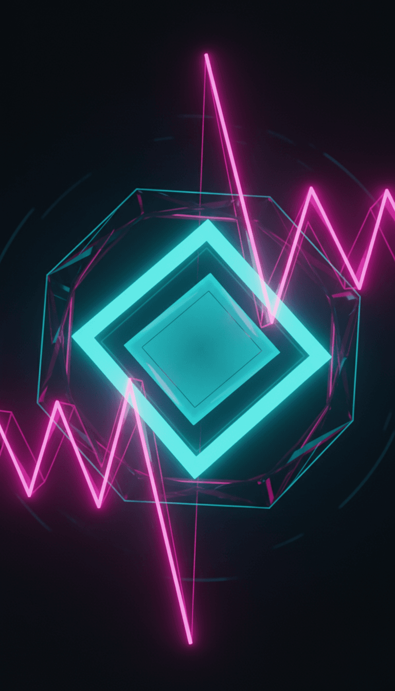 声波和好奇之眼的抽象可视化,代表AI对舞曲流行乐曲的诠释。