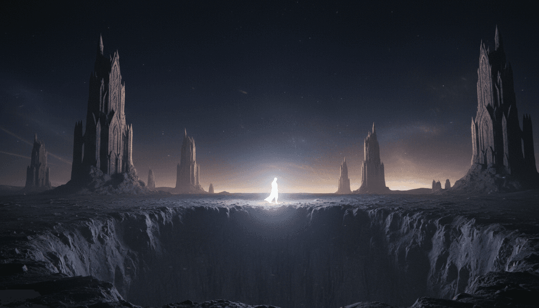 一个由AI生成、带有freebeat.ai品牌标识的精美史诗级音乐视频场景，描绘了Wermlandia乐队成员置身于宇宙般的月球主题环境中。