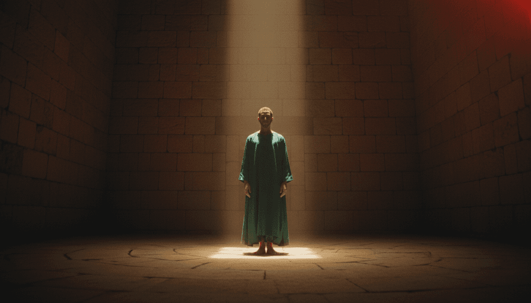 IA analizando los profundos ritmos espirituales y patrones melódicos de la música Gnawa, visualizados como corrientes de energía entrelazadas.