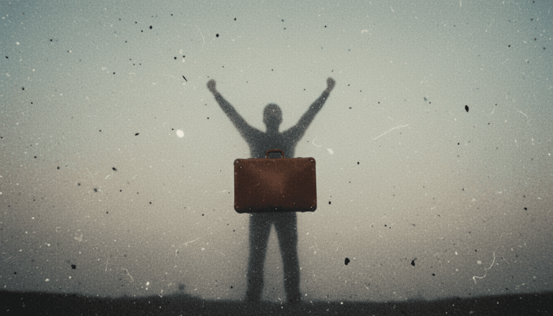 'Suitcase By The Door' 精美动画音乐视频的最终镜头,展示了 freebeat.ai 生成的创意视觉效果,并带有行动号召。