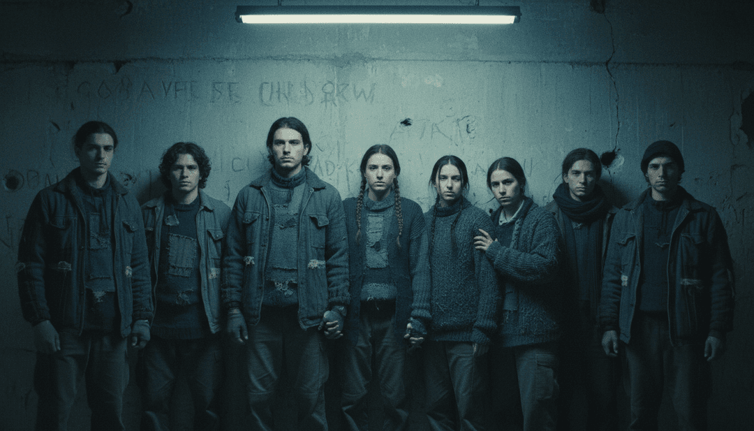 Visualizador dinámico que muestra ritmos de hip-hop transformándose en paisajes urbanos abstractos y gráficos en movimiento para una portada musical.