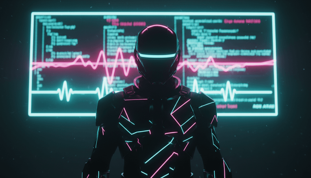 抽象动画,代表 AI 对 Progressive House 音乐的诠释,霓虹线条和不断演变的形状暗示着期待。