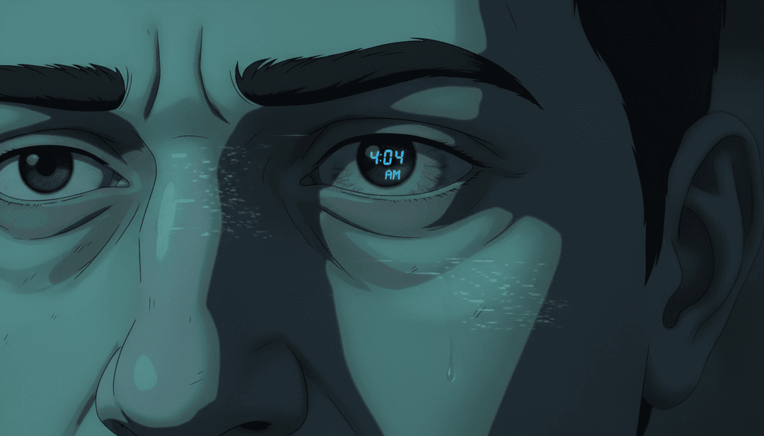 抽象可视化器,带有数字波形,代表 dizartfors 的“обрезок.mp3”的嘻哈节拍,黑暗都市背景下的霓虹线条闪烁,象征着 AI 的初步解读。