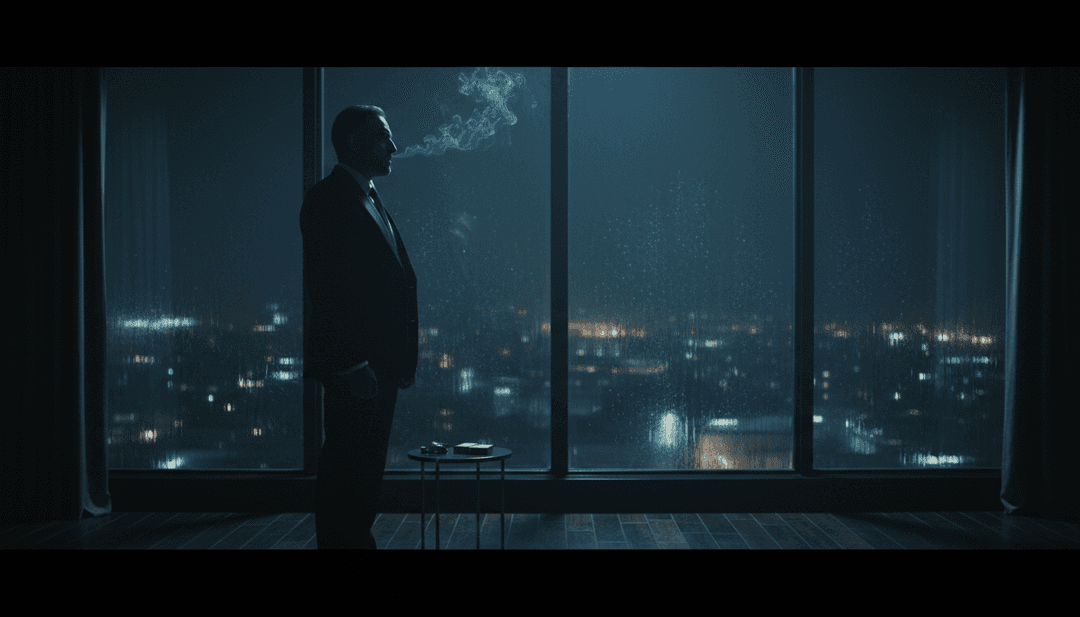 Representación visual abstracta de IA analizando ondas de sonido y temas líricos de 'Crimson Shadows' de itszoebolden, generando arte conceptual oscuro y atmosférico.