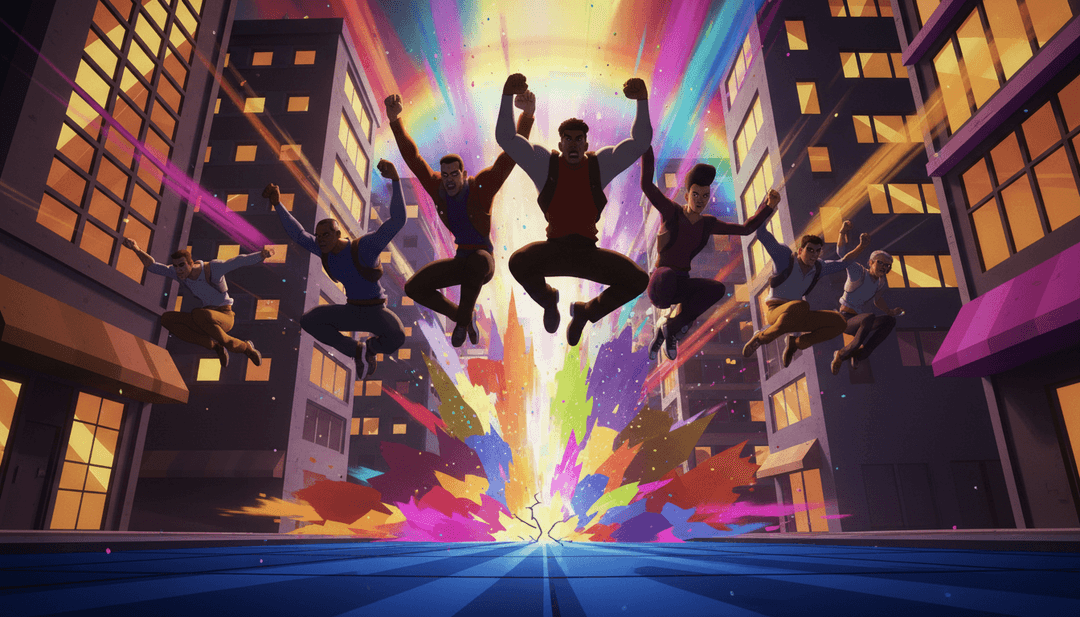 屏幕上播放的 AI 生成音乐视频，带有 freebeat.ai 标志