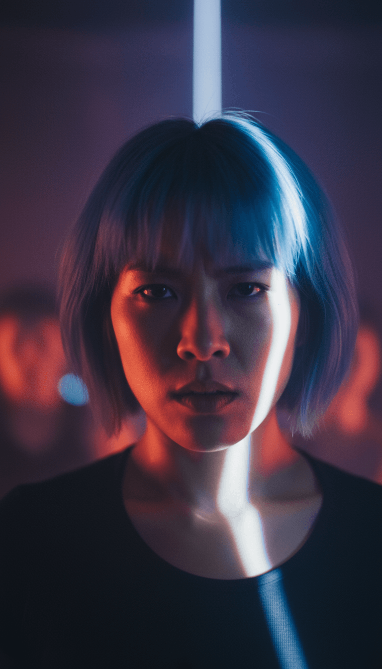 Abstrakte Neon-Schallwellen pulsieren mit roher Energie und bilden eine Krone für 'Baseline KING'S' in einer dunklen, futuristischen Landschaft.