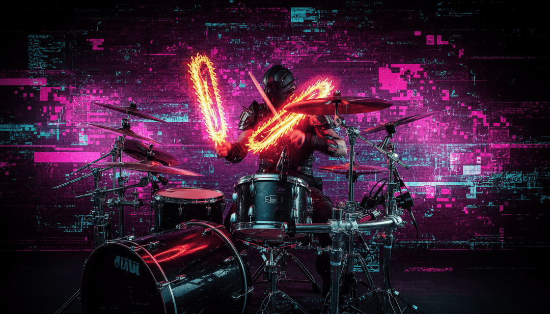 IA analysant les formes d'onde audio complexes pour 'Only Girl' by Man/Woman/Chainsaw, montrant des points de données interprétant l'émotion du rock indépendant.