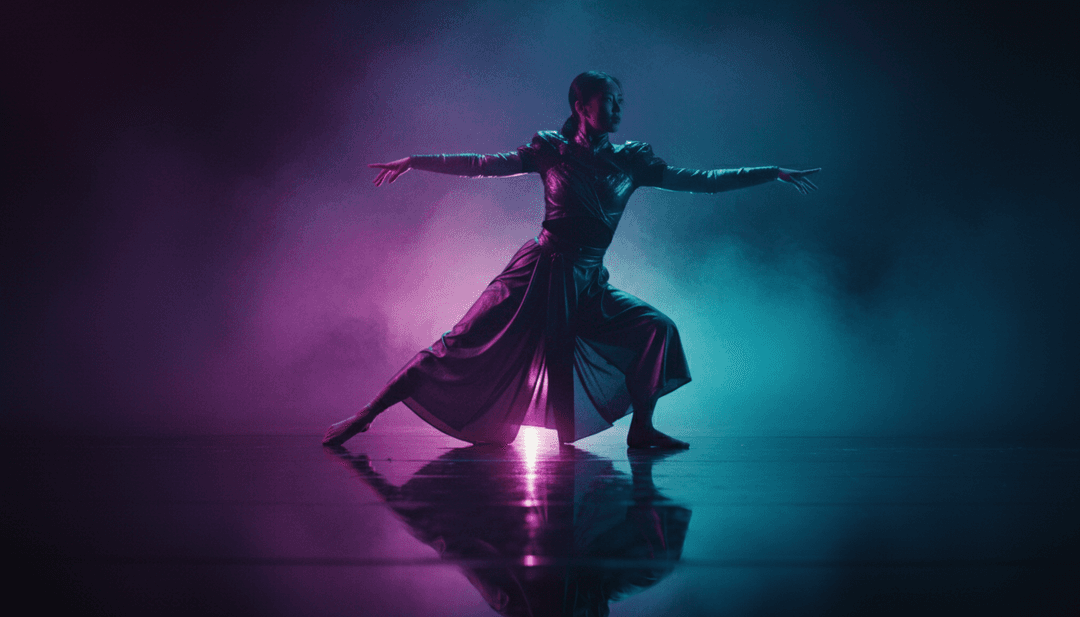 深浩室音樂的抽象視覺呈現,脈動著鮮豔燈光和節奏能量。