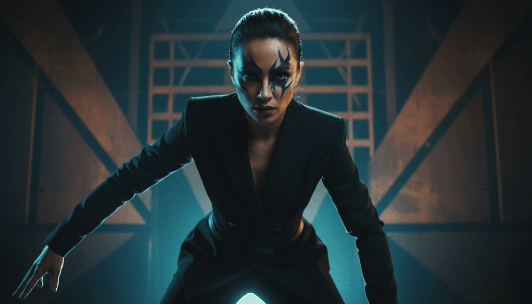 Arte digital abstrata representando ondas sonoras se transformando em formas geométricas, representando a análise de música por IA.