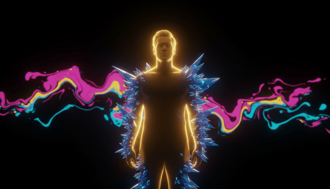 音符抽象可视化，转化为充满活力的流畅动画，以宝石蓝和金色调呈现，描绘流行、EDM和旁遮普文化主题的融合。