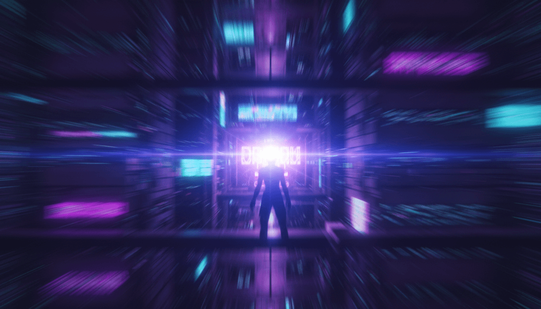 एक AI प्रणाली का एक शैलीबद्ध, अमूर्त प्रतिनिधित्व जो एक शानदार संगीत वीडियो बना रहा है, उपयोगकर्ताओं को अपना स्वयं का जेनरेट करने के लिए आमंत्रित करता है।