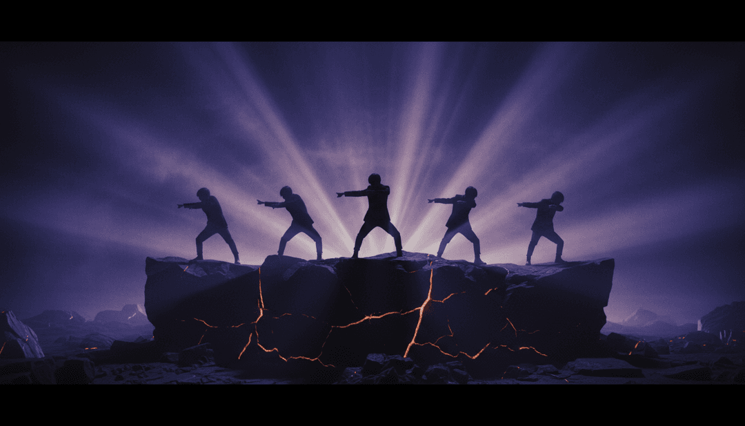 Finales 'Your Idol' Musikvideo wird auf einem Bildschirm abgespielt, zeigt die kombinierten K-Pop-, Hip-Hop-, Trap-Visuals, die von freebeat.ai generiert wurden, mit Benutzeroberflächenelementen im Hintergrund