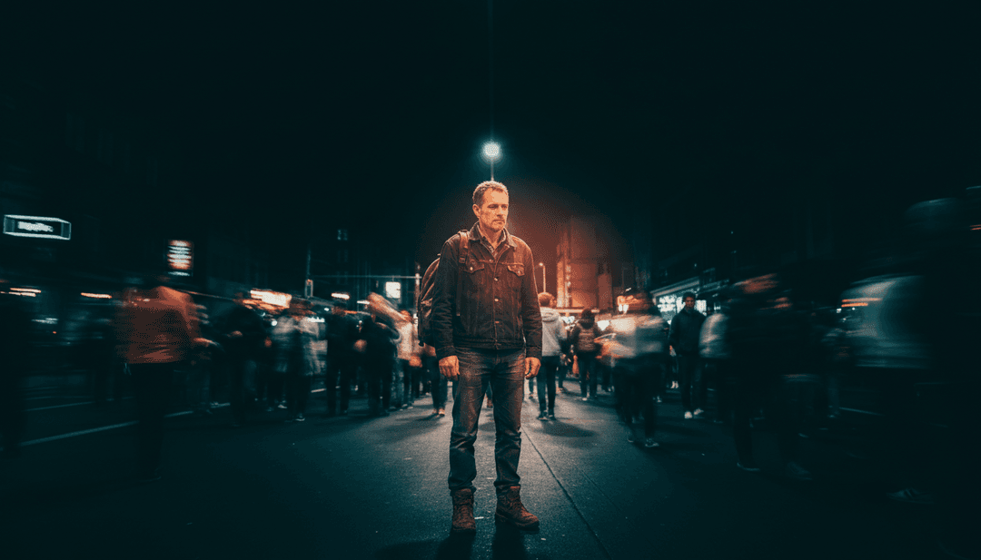 Immagini dinamiche generate dall'AI che si sincronizzano perfettamente con le melodie folk, mostrando paesaggi in evoluzione e connessioni umane.