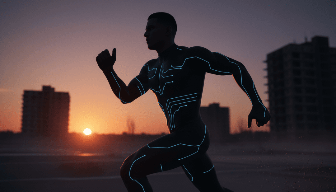 Escenas dinámicas generadas por IA para el video musical 'Automatic Love', que representan paisajes urbanos acelerados y arte digital abstracto.