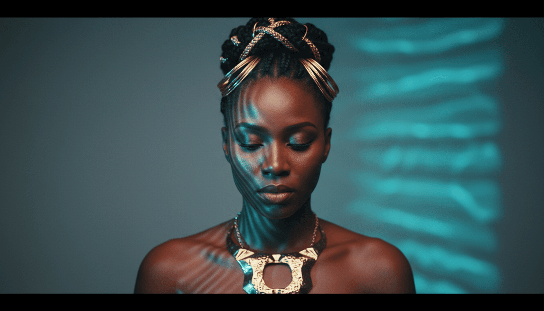 Sequência visual dinâmica mostrando frases líricas de Ella Mai de 'Tell Her' transitando para clipes de vídeo serenos e expressivos correspondentes, gerados por IA.