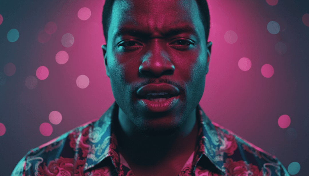 动态音乐视频场景融合了都市嘻哈视觉元素和抽象情感元素，展示了从音频到视频的转变。