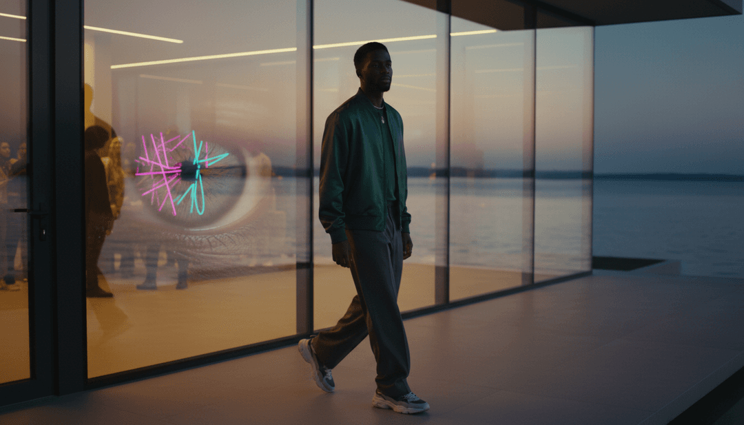 一张为 'MIXED EMOTIONS' 制作的精美高质量音乐视频画面，展示了AI生成视觉效果和歌曲元素的无缝集成，可供创作者自定义。