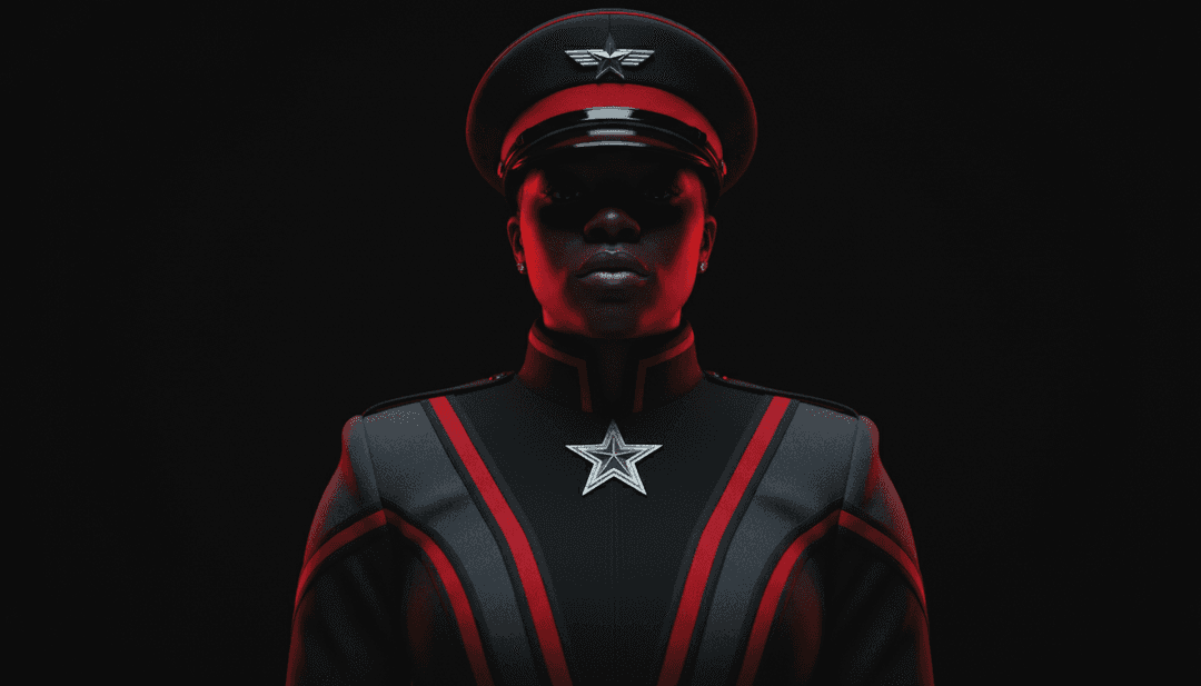 ध्वनि तरंगों और लयबद्ध पैटर्न का अमूर्त दृश्य प्रतिनिधित्व, GloRilla के 'MARCH' हिप-हॉप बीट की AI की प्रारंभिक व्याख्या का प्रतीक।