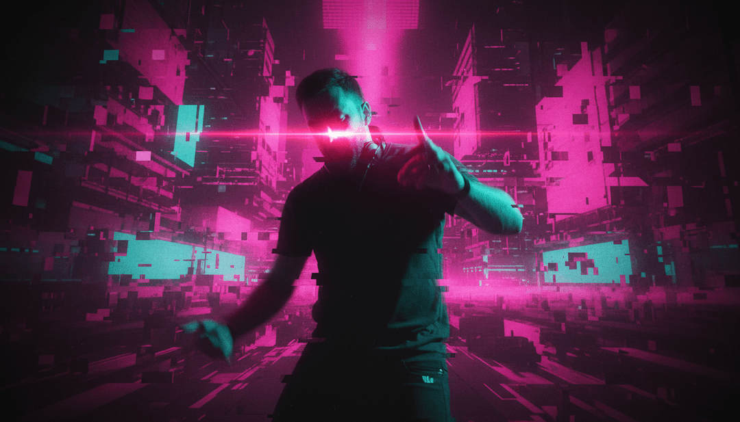 一个已完成的、高能量的 'Appetite' 音乐视频正在未来派屏幕上播放，前景是 freebeat.ai 的界面，邀请用户互动。