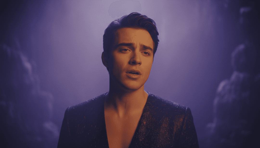 एक उपयोगकर्ता के हाथ एक भविष्यवादी इंटरफ़ेस के साथ बातचीत कर रहे हैं, freebeat.ai के साथ संगीत वीडियो के तत्वों को अनुकूलित कर रहे हैं, स्क्रीन पर जीवंत दृश्य।