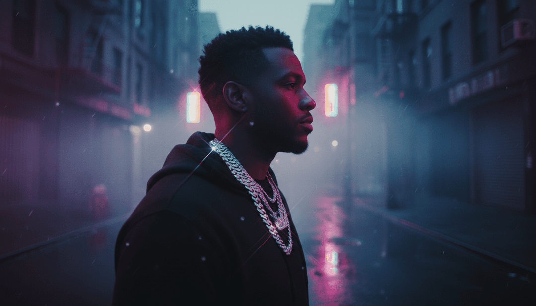 KI interpretiert Reggaeton-Rhythmen, lebendige Farben und dynamische Bewegungen für ein Musikvideo.