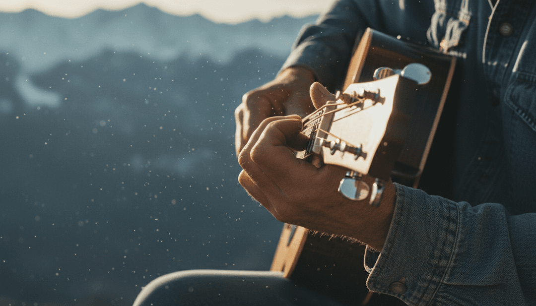 L'IA interprète la musique folk country avec des métaphores visuelles de routes ouvertes et de couchers de soleil chauds.