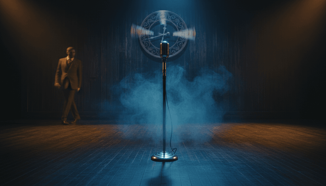 Dynamische Animation, die zeigt, wie Schallwellen sich in geometrische Muster und dann in abstrakte Stadtlandschaften und sich entwickelnde digitale Kunst verwandeln, die die Synth-Pop-Elemente des Songs widerspiegeln.