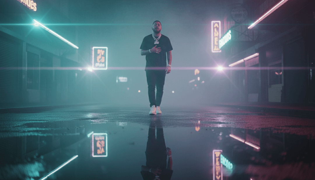 La IA interpreta los enérgicos ritmos de reggaeton de Pepas de Farruko, visualizando escenas de fiesta y colores vibrantes.