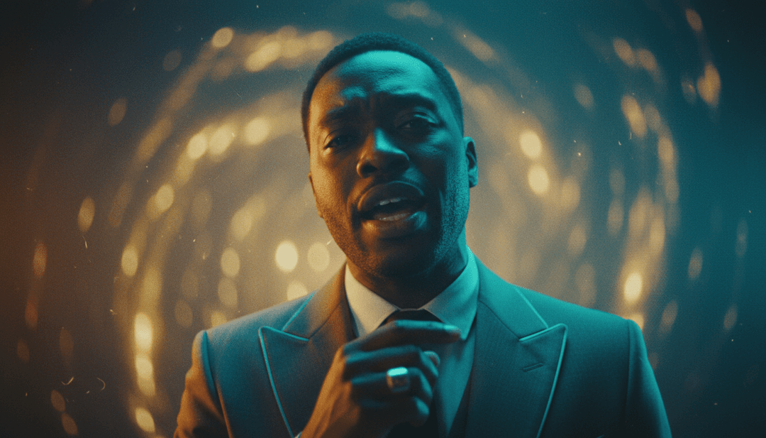 用户高兴地使用 freebeat.ai 平台为他们的歌曲创作个性化 AI 音乐视频，展示各种视觉风格和免费字幕选项。