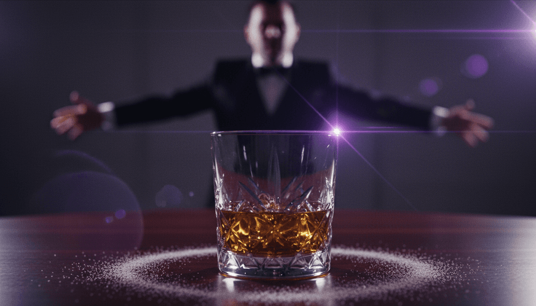 Une scène dynamique représentant des arpèges de synthé semblables à des lasers traversant un paysage urbain numérique, tandis qu'une puissante chute de basse crée des distorsions visuelles sismiques, capturant le climax de la chanson.