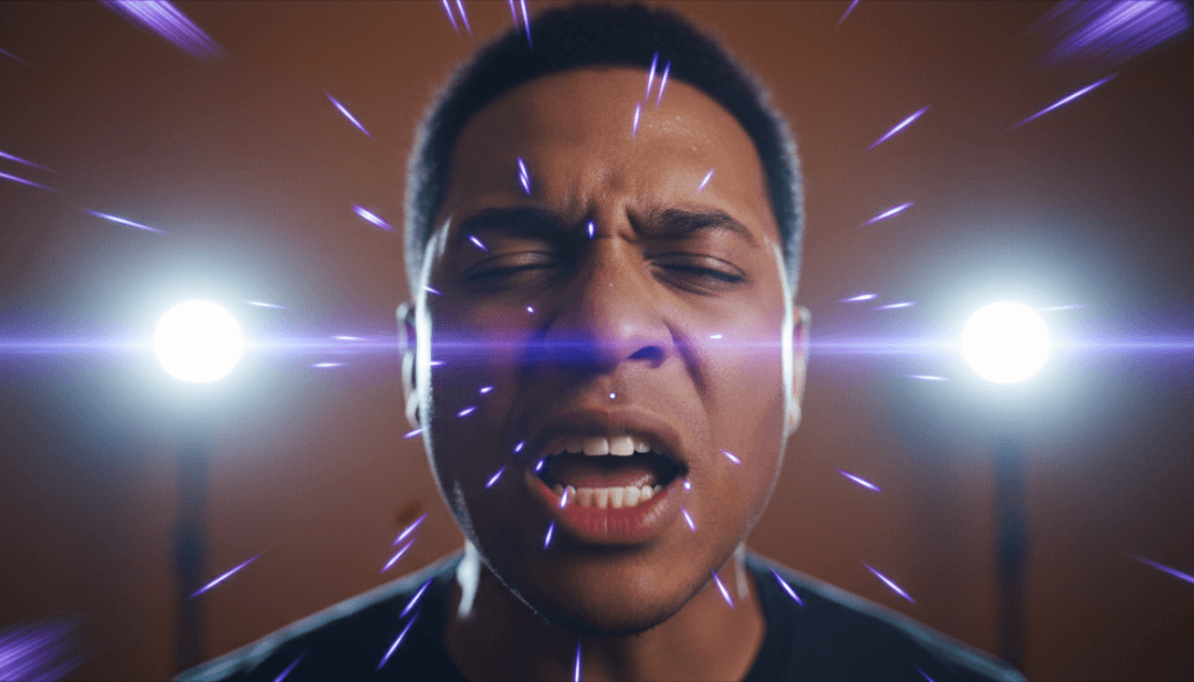 Un utilisateur interagissant avec l'interface intuitive de freebeat.ai, entouré d'affichages holographiques de génération de clips musicaux, symbolisant l'autonomisation créative et la facilité d'utilisation.