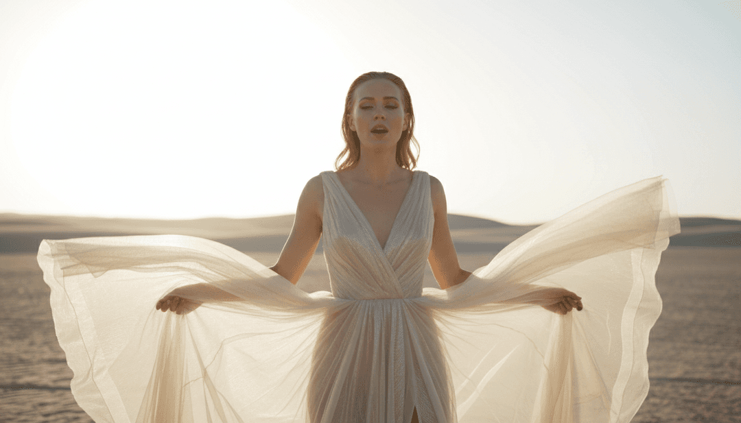 Sequência visual dinâmica que mistura dançarinos, paisagens urbanas e padrões de luz abstratos, sincronizada perfeitamente com uma batida dance-pop.