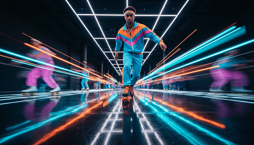 充满活力的霓虹灯下舞者在都市环境中随 Disclosure 的 'She’s Gone, Dance On' 节奏舞动。