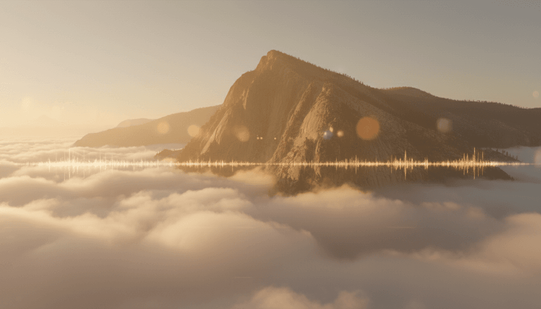 IA analisando ondas sonoras e letras de 'These Words' por Badger, Natasha Bedingfield, com visualização de dados brilhante.