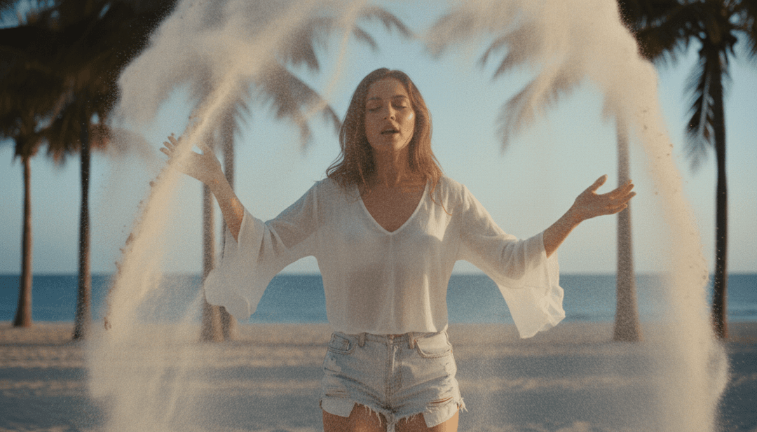 Particules lumineuses abstraites et brume tourbillonnante, symbolisant la nature profonde et éthérée de 'Silence - John Summit Remix' telle qu'interprétée par un générateur de clips musicaux IA.