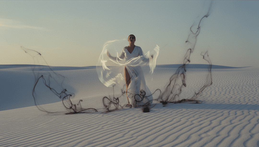 Visualiseur dynamique montrant des ondes sonores se transformant en paysages numériques complexes, illustrant comment le convertisseur MP3 vers MP4 de freebeat.ai traduit l'audio de 'Silence - John Summit Remix' en vidéo.