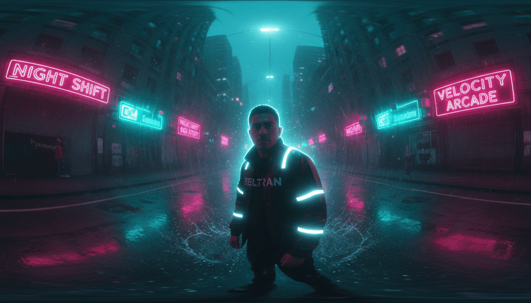 Beltran의 'Smack Yo''를 위한 완성된 AI 생성 뮤직비디오, 다이내믹한 비주얼과 매끄러운 전환을 보여주며, freebeat.ai의 사용자 인터페이스 오버레이를 통해 창작을 독려합니다.