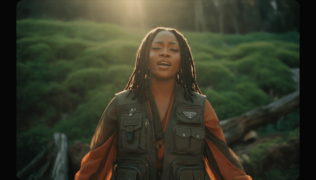 音乐视频的动态视觉效果，展示了受“Slow Burner”及其艺术家启发的星际舞池和热带景观。