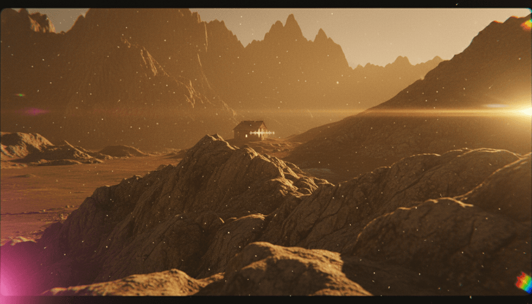 Luke Dean, Omar+ 的「Make Believe」音樂影片概念藝術，包含閃爍的電子舞曲元素和抽象光線圖案。