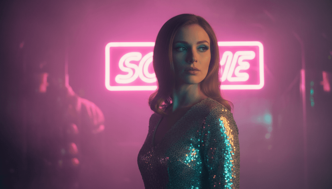 Efectos visuales vibrantes y escenas de baile abstractas generadas por IA, sincronizándose con los ritmos europop de ritmo rápido y las líneas de sintetizador de la canción.