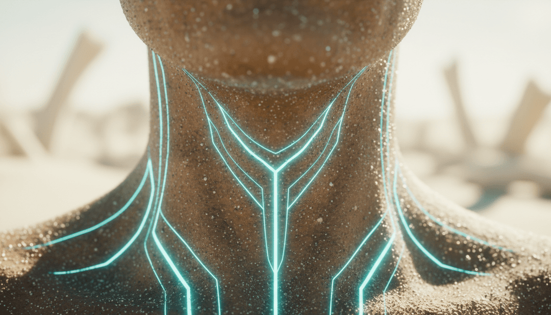 一个未来主义的城市景观，霓虹灯闪烁，能量流动，数字故障，描绘了 freebeat.ai 歌词视频生成器为 'BATTERY OPERATED' 中强烈的跌宕起伏所做的诠释。