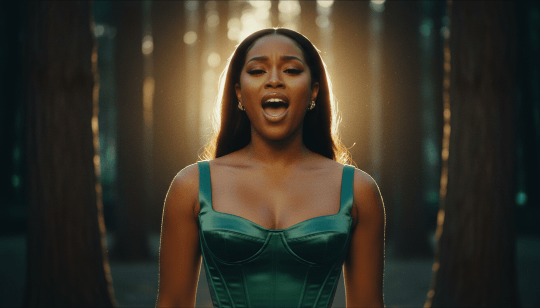 Secuencias visuales dinámicas que representan interpretaciones abstractas de anhelo y búsqueda, mezclando paisajes urbanos con figuras conmovedoras y solitarias, impulsadas por el ritmo de la canción