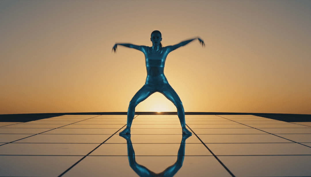 freebeat.ai의 사용자 인터페이스 스크린샷으로, 'Just Keep Watching'의 완성된 뮤직비디오와 MP3 to MP4 Converter 및 가사 다운로드 옵션을 보여줍니다.