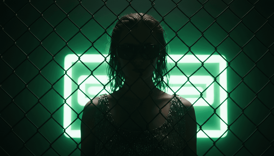 IA interpretando os elementos sonhadores de R&B e Chillwave de 'party 4 u' de Charli xcx em um painel de humor visual.