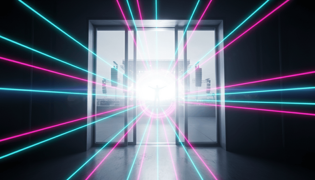 AI द्वारा उत्पन्न गतिशील म्यूज़िक वीडियो दृश्य, जिसमें नियॉन लाइट्स, भविष्य के शहर के दृश्य और सिंक्रनाइज़ नर्तक हैं, जो BLACKPINK के 'JUMP' को उच्च ऊर्जा के साथ व्याख्या कर रहे हैं।