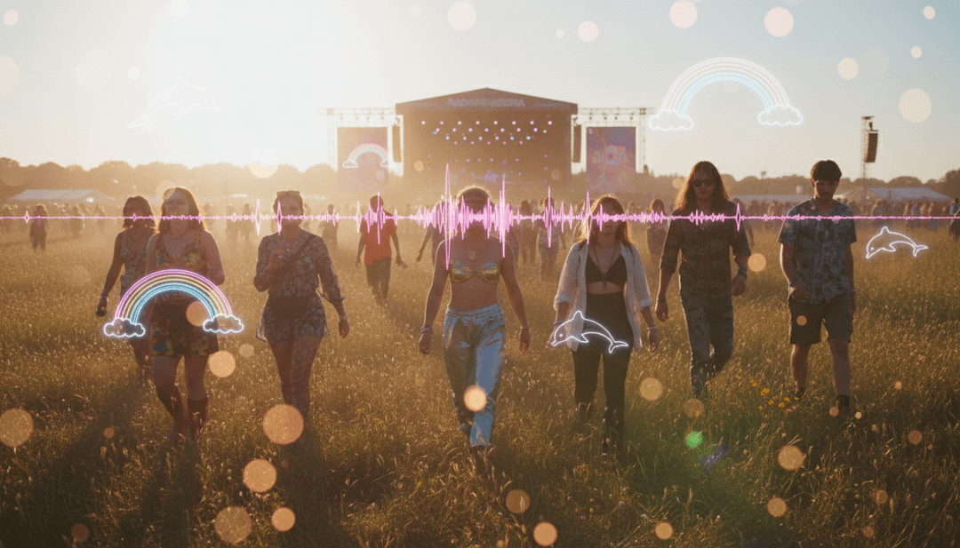 IA interpretando o brilho etéreo de um midnight sun sobre uma paisagem serena, visualizando ritmos pop e EDM para a música de Zara Larsson.