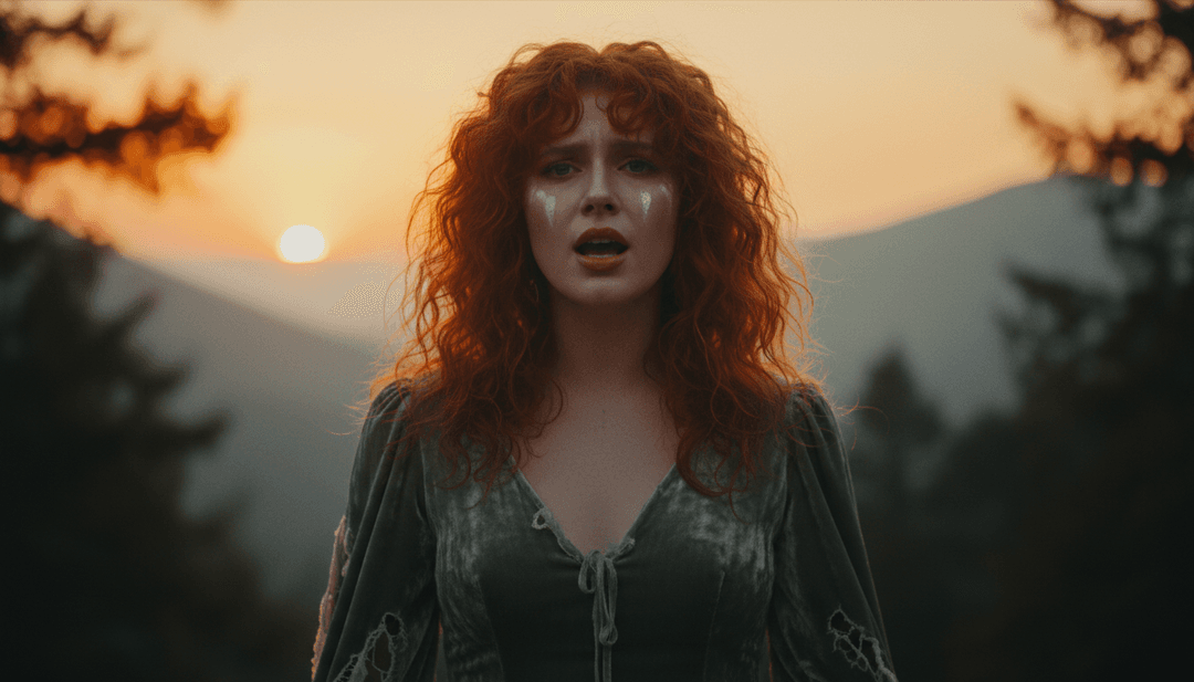 Cenas finalizadas do videoclipe de "The Subway" de Chappell Roan exibindo visuais dinâmicos e legendas sincronizadas, prontas para visualização.