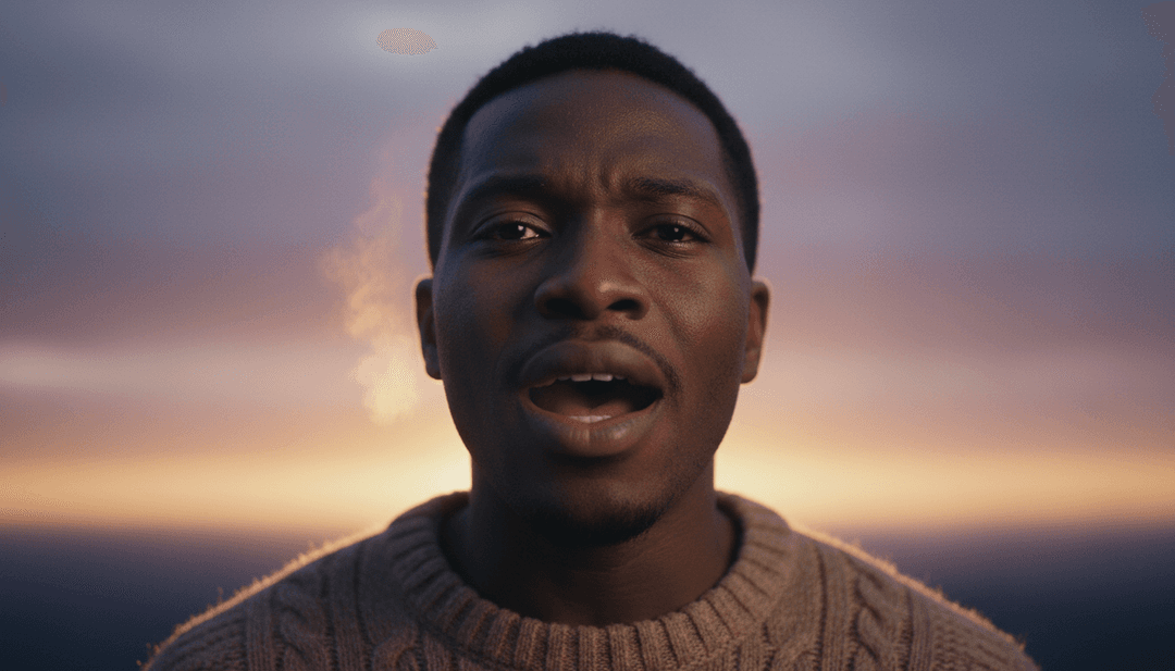 Représentation visuelle de la musique 'Nice To Meet You' de Myles Smith, montrant des notes de guitare acoustique se transformant en scènes visuelles douces et chaleureuses.