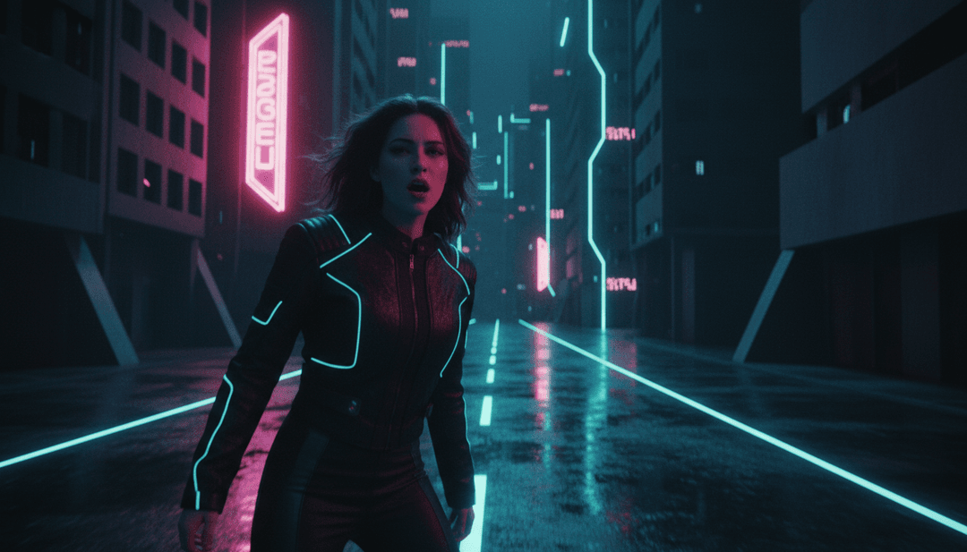 Art abstrait représentant l'ambiance d''Illegal' de PinkPantheress avec des effets de glitch et un sentiment d'allure mystérieuse.